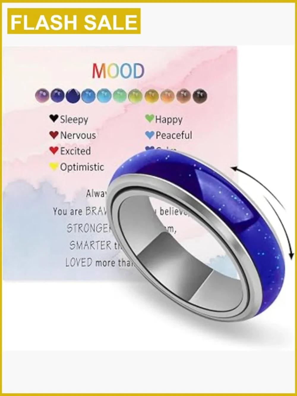 Stainless Steel Mood Fidget Spinner Ring for Anxiety Stress Relief